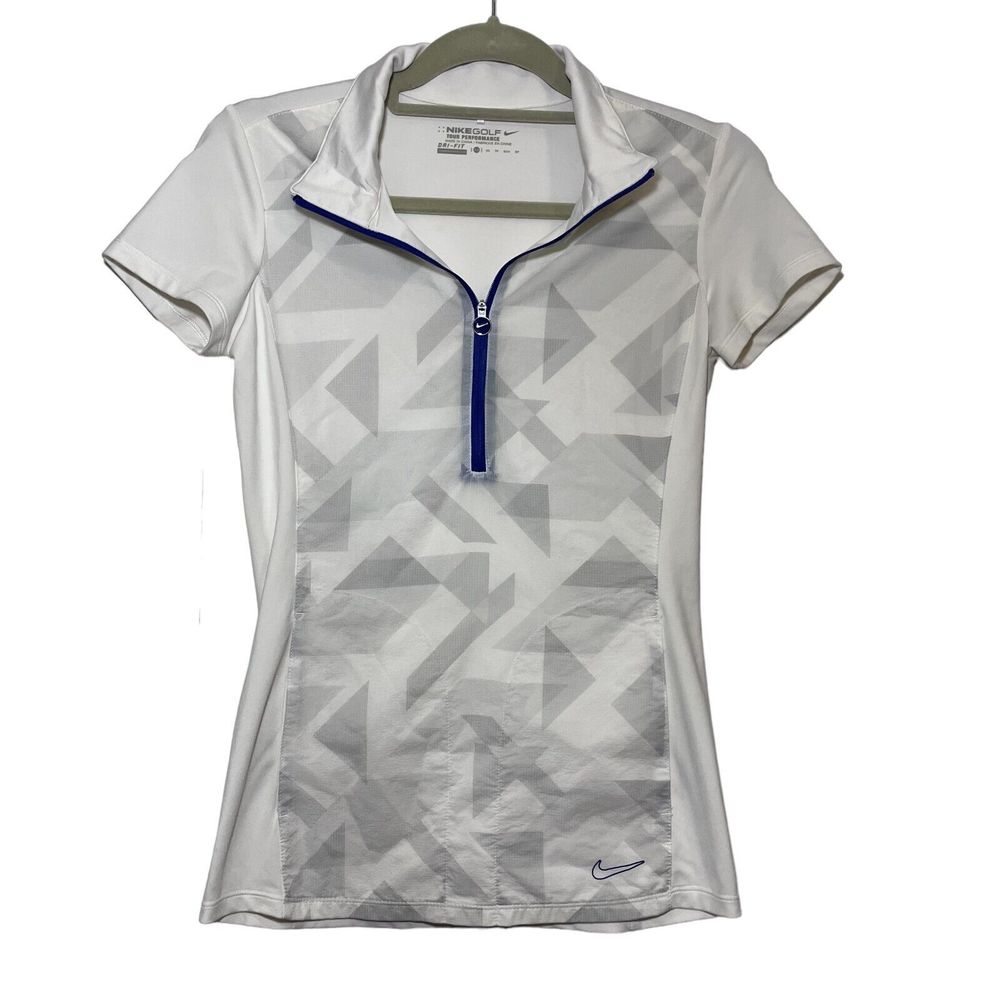 Nike 1/4 Zip Shirt Women's Large Dri-Fit Golf Short Sleeve Tour Performance